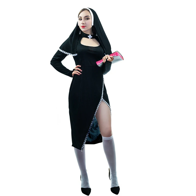 

Hot Sales Cosplay Sexy Nun Costume Halloween Party Cos Dress Carnival Naughty Nun Costume For Women