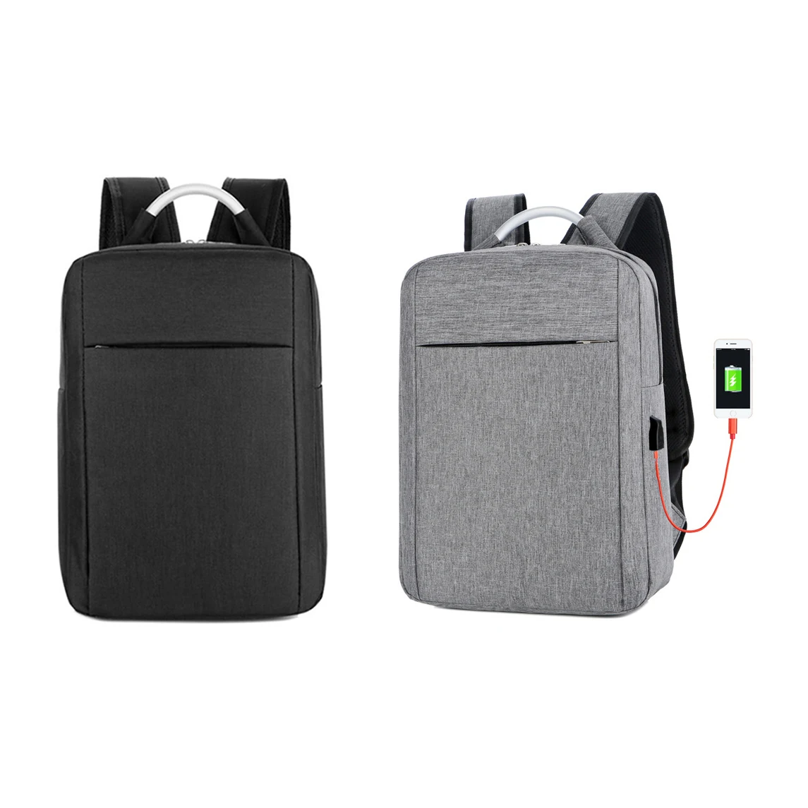 

Fashion aluminum handle mens travel business school cheap price promotional gift laptop usb smart backpack bag with usb, Gray,black