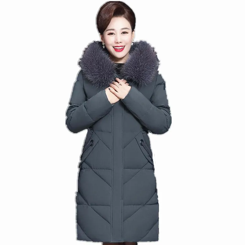 

Women'S Thickened Long Down-Filled Jacke Winter Coat Fur Hood Chaquetas Para Invierno
