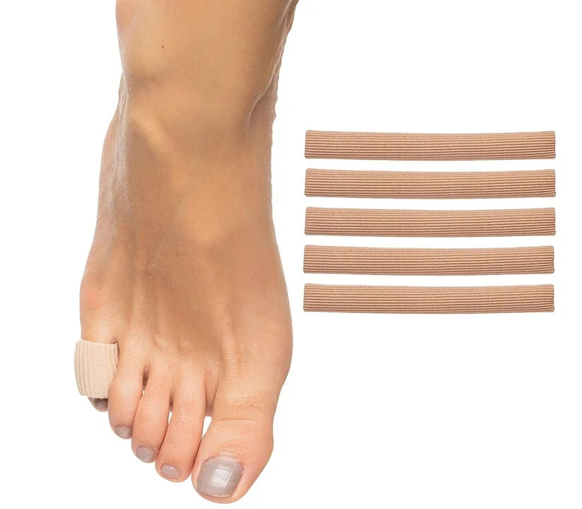 

Elastic Fabric Cuttable Silicone Gel Finger Toe Tubes Sleeve Bandage Protector For Corn And Calluses, Nude
