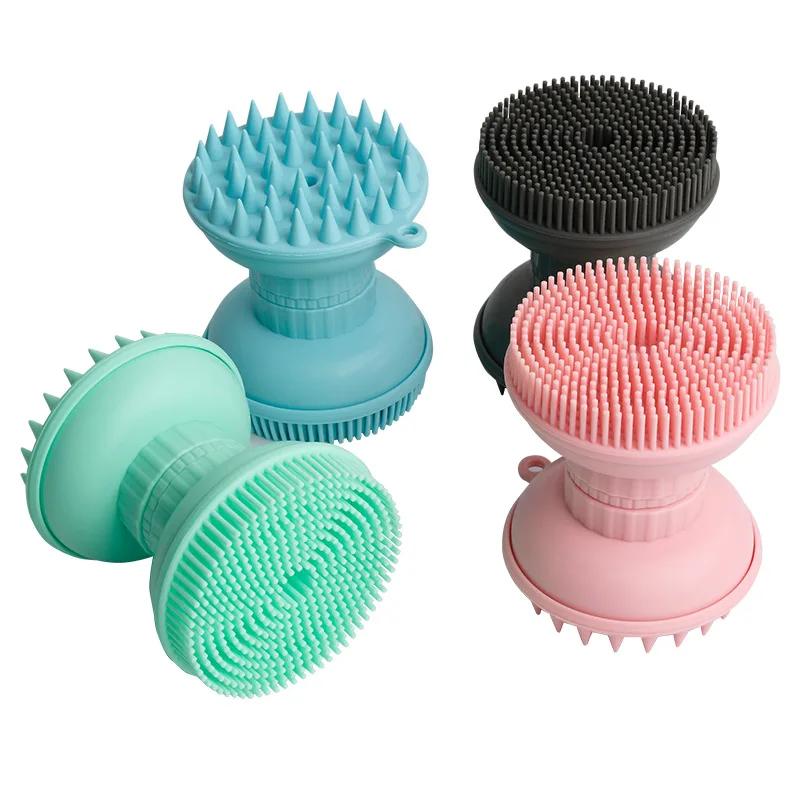 

The new double-headed in stock three-in-one baby bath brush silicone mask up brush shampoo brush, Blue, green, pink, black