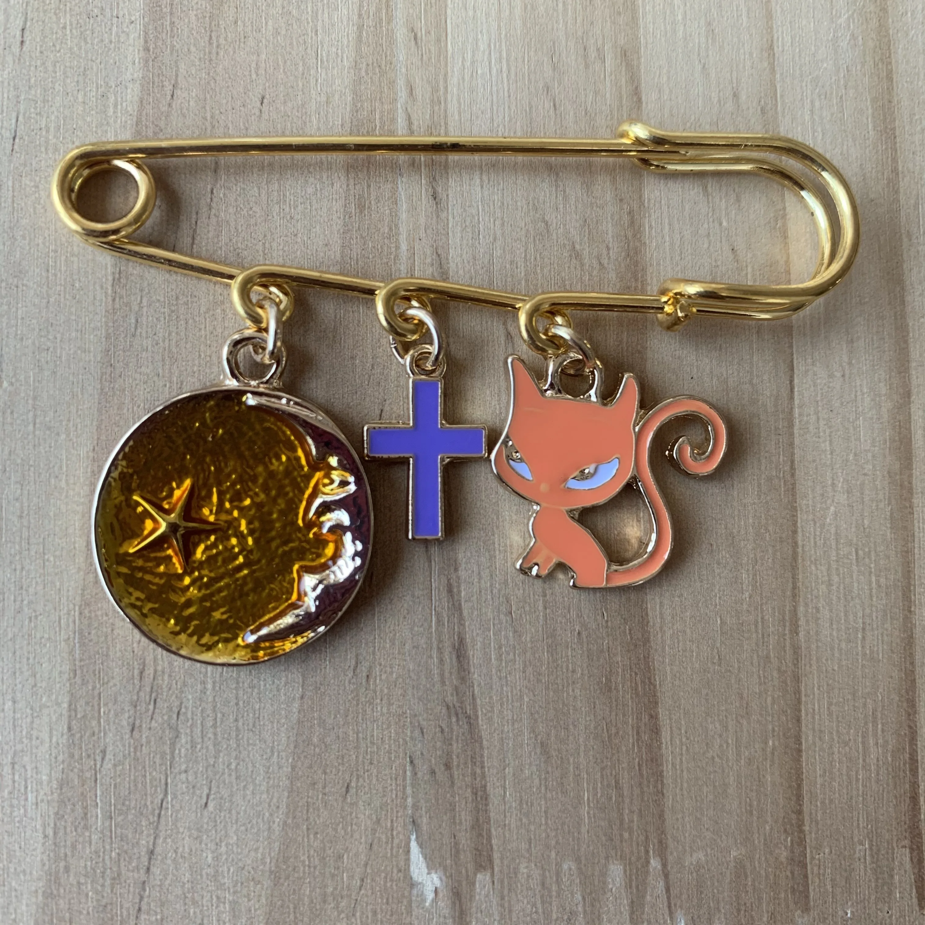 

baby cross amulet brooch pins jewelry kids clover good luck safety pin brooch pin garment bag accessories, As picture, other colors can customize