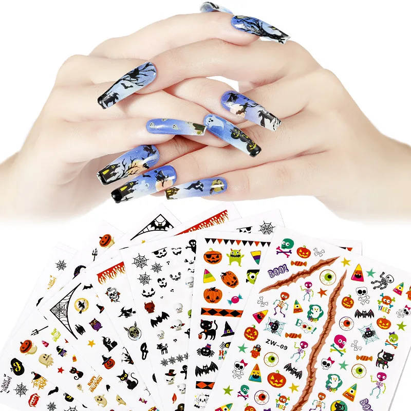 

Wholesale Newest Product Nail Art DIY 3D Skull Pumpkin Shape Halloween Christmas Cartoon Nail Sticker