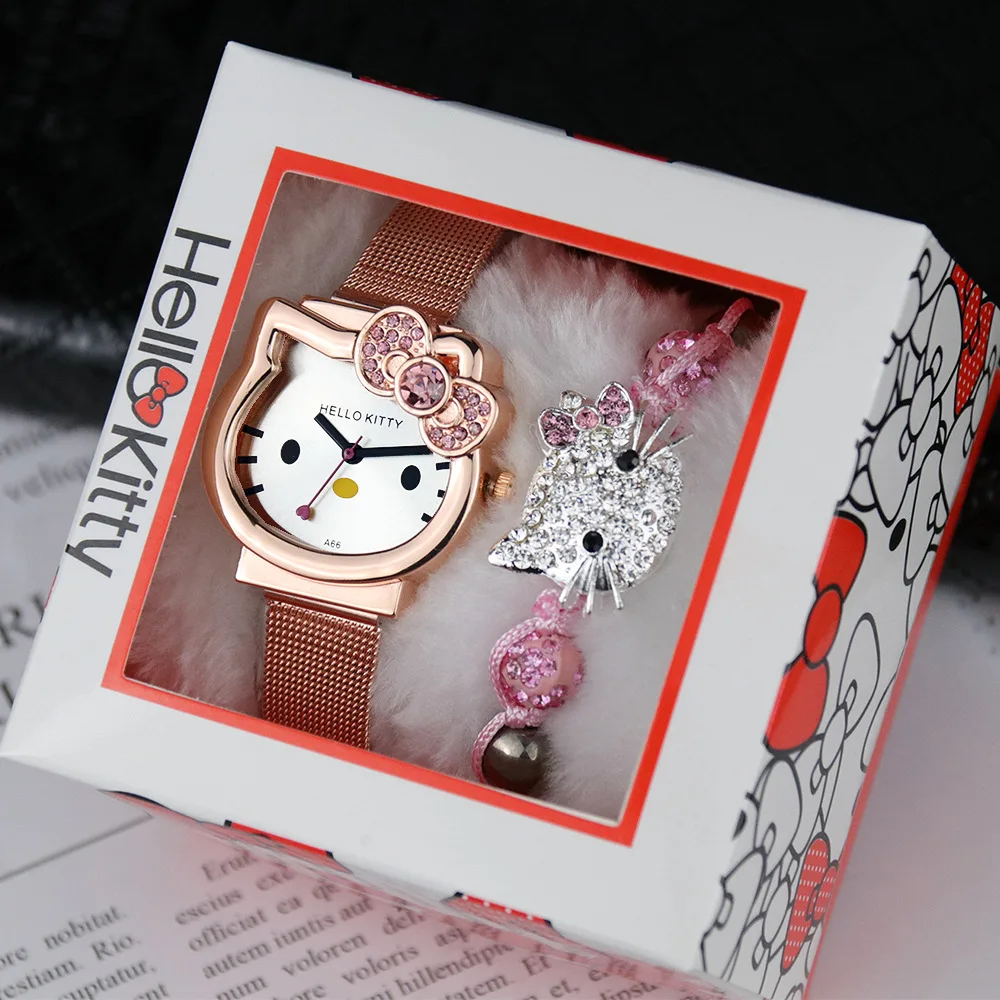 

Lovely Kids Cartoon Silicone Watches 2pcs/Set Bracelet Watches With Boxes Children's Accessories Gift Set For Girls