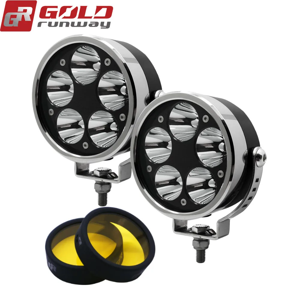 

Goldrunway GR50X Universal Motorcycle LED Auxiliary Fog Light Assemblie Driving Lamp 50W Headlight For BMW R1200GS/ADV/F800GS, Black