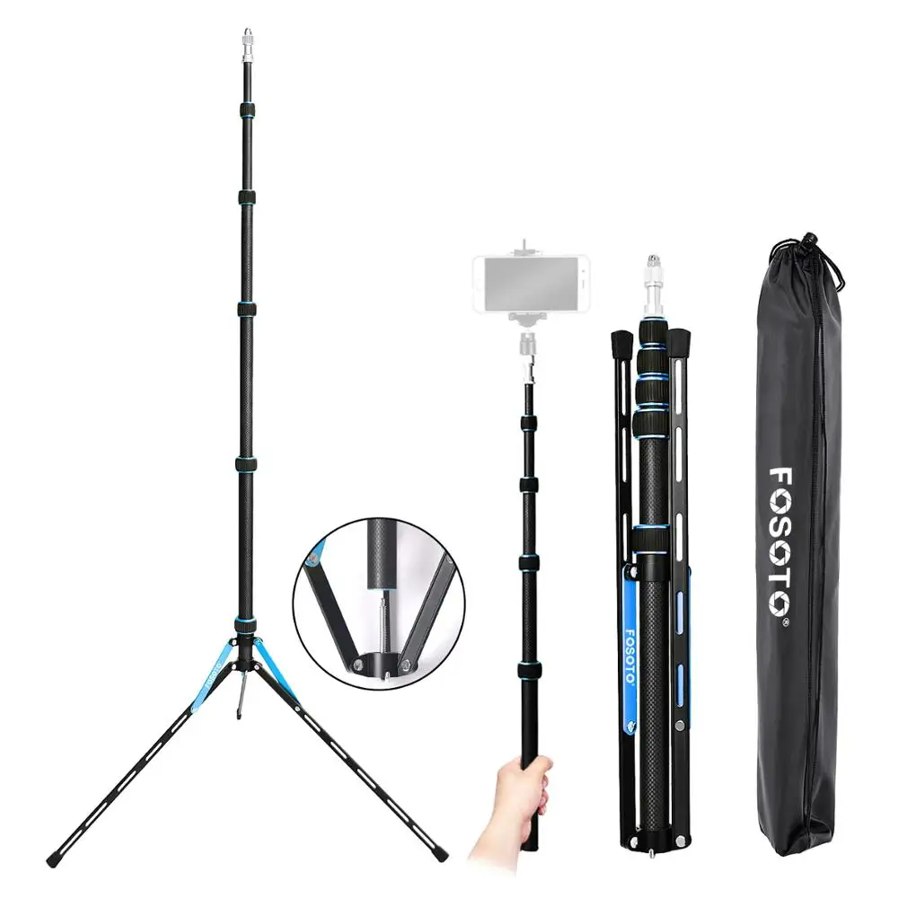 

FOSOTO FT-220 Carbon Fiber Led Light Tripod Stand Monopod For Camera Photo Studio Photographic Lighting Flash Umbrella Reflector