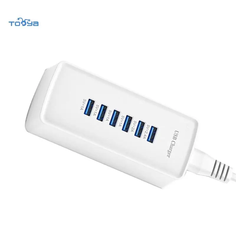 

Tooya prise Multifunction 6 Port USB Desktop Charger for 110-240V 50/60Hz 1.5A current Portable USB Multi-port Quick charge