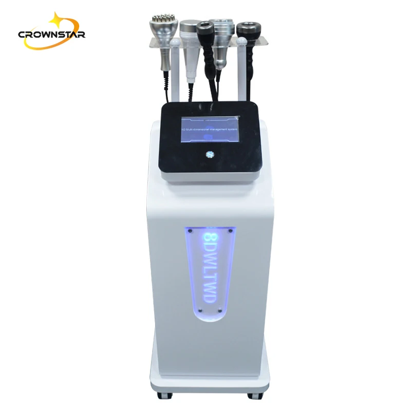

5D 8D 6 in 1 80K Ultrasonic RF Slimming Machine Vacuum Cavitation System Liposuction Body Weight Loss Beauty Equipment, White