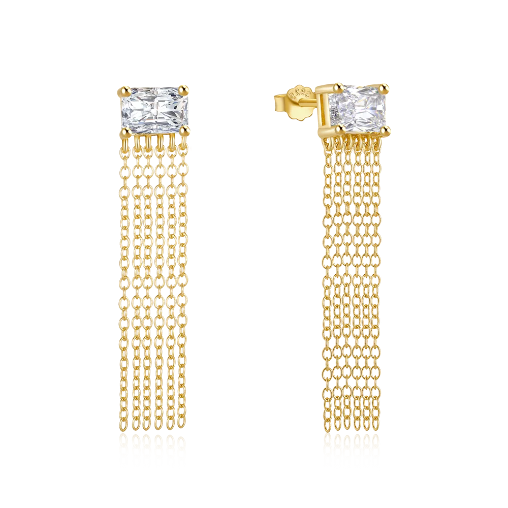 

Canner Trendy 18K Gold Ear Chain 925 Sterling Silver Tassel Earrings