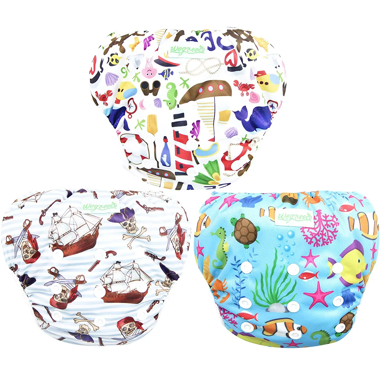 

Reusable Swim Diaper, Adjustable & Stylish Fits Diapers (3-15kg) Ultra Premium Quality for Eco-Friendly Baby Shower, Mixed prints