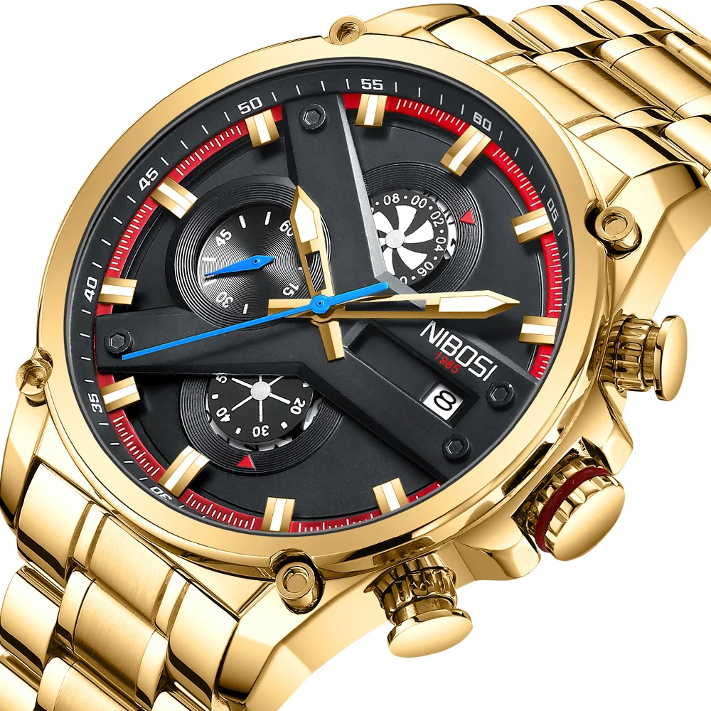 

NIBOSI Brand Luxury Watch For Men Sport Waterproof Chronograph Stainless Steel Quartz Mens Watches Relogio Masculino 2513