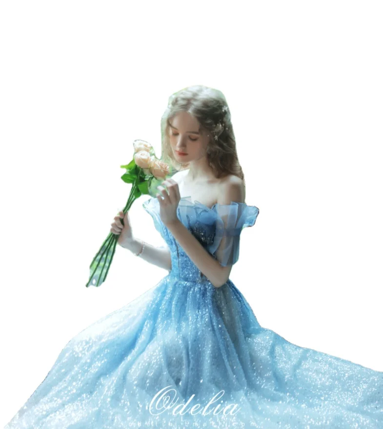 

ODELI Happiness series long wedding dress, big tail autumn and winter.