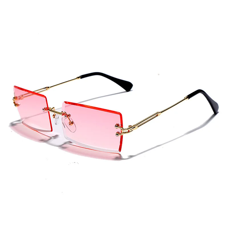 

Hot Sale Street Beat Sunglasses 2020 Women Fashion Rimless Ocean Lens Rectangle Square Sun Glasses For Female