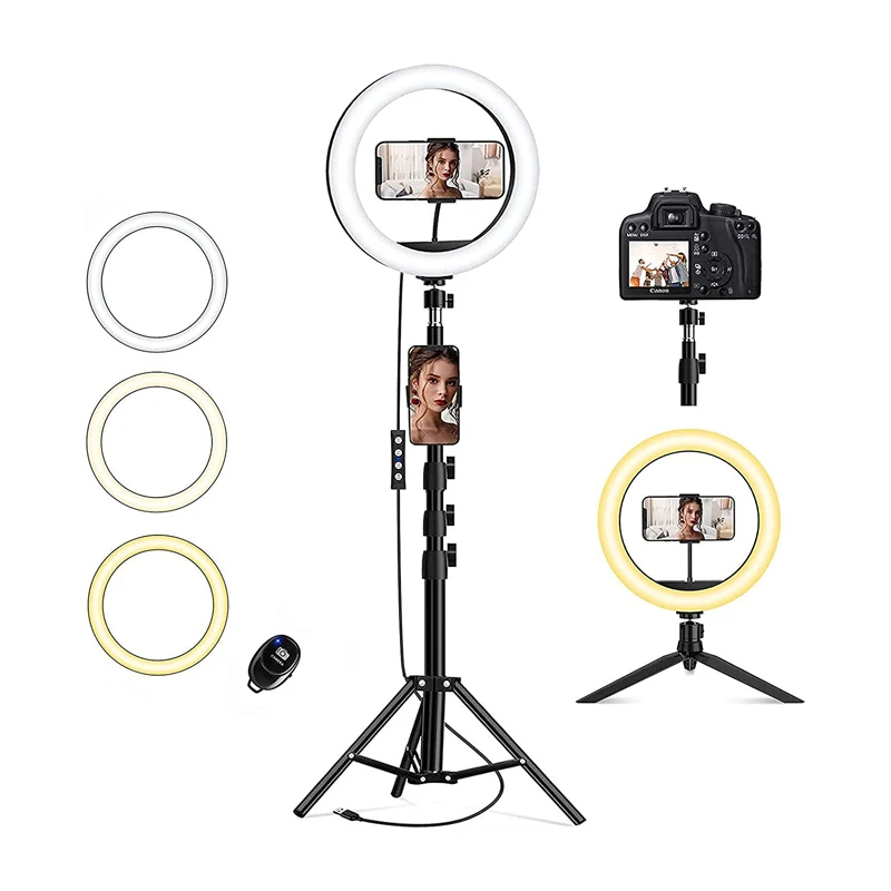 

New Gadgets Beauty Makeup Ring Light Selfie Vlog Online Video Conference Light with Tripod Stand Phone Holder
