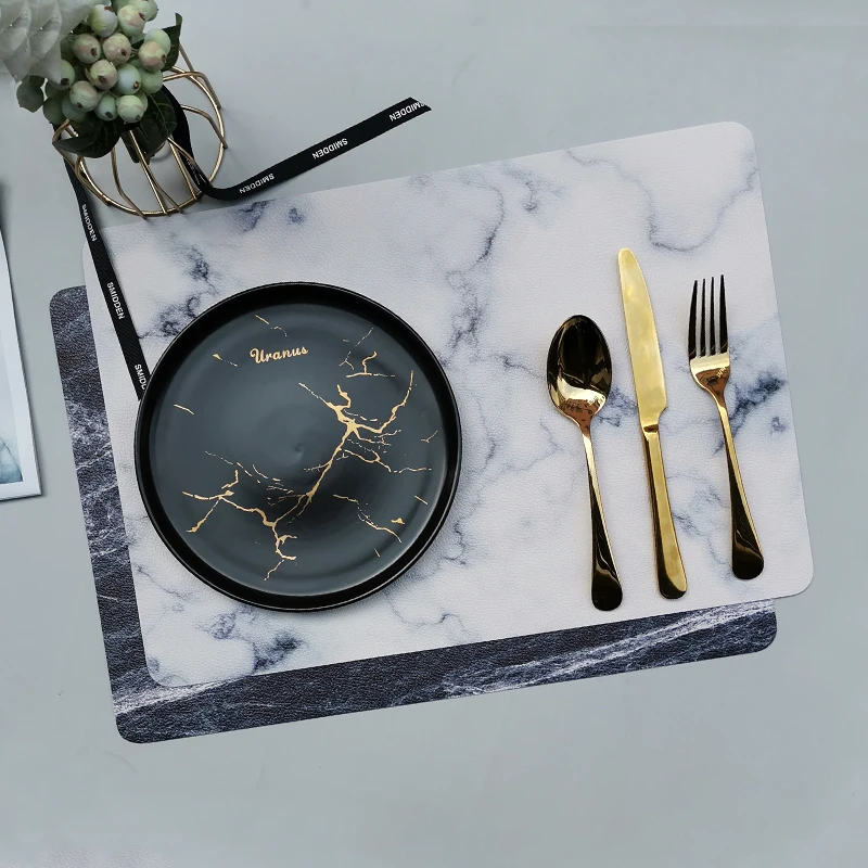 

Two-sided pu leather table mat waterproof leather placemats, Printable color