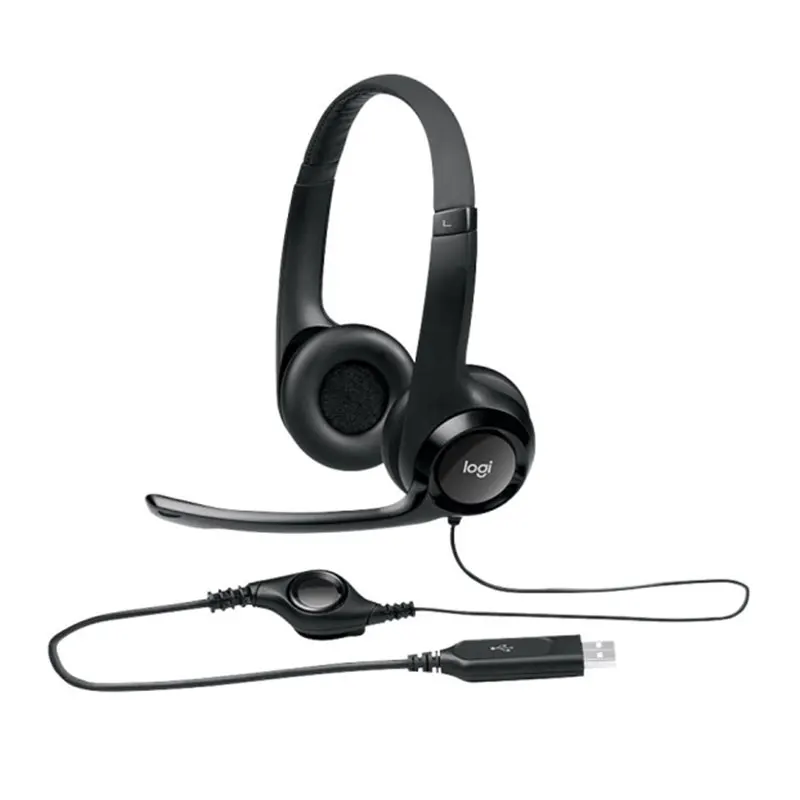 

Original Logitech H390 Wired Computer Headset With Noise Reduction Foldable MicWith Volume/Mute Control Earphone USB-A, Gray