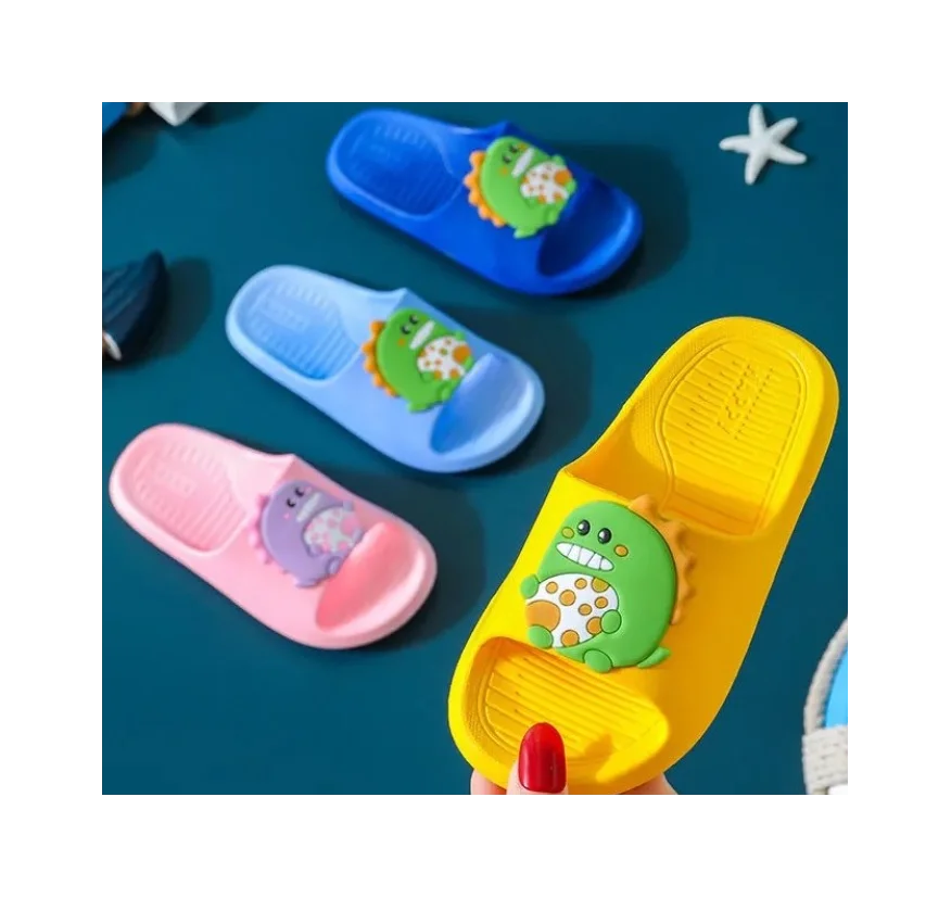 

Summer children's baby household bathroom soft beach shoes indoor cartoon dinosaur slippers boys and girls outdoor slippers, Pictures shown