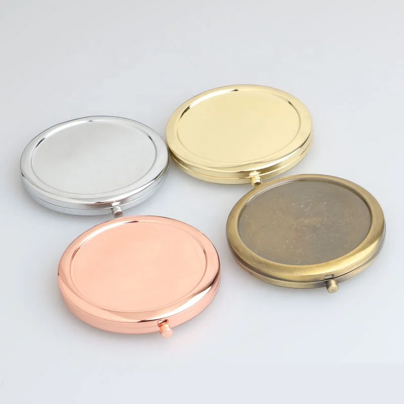 

70mm sublimation blank compact pocket mirrors , Cosmetic make up Small hand Round mirror, Rose gold , silver , gold, black brown