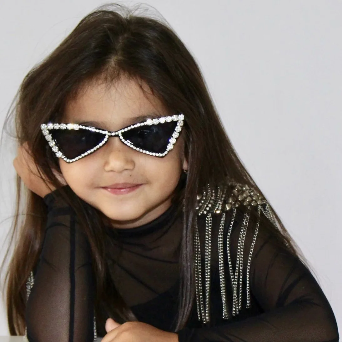 

Baby Cat Eye Sunglasses Kids Diamond Crystal Sun Glasses UV400 Summer Shades Black Red Small Eyewear Luxury Gafas de
