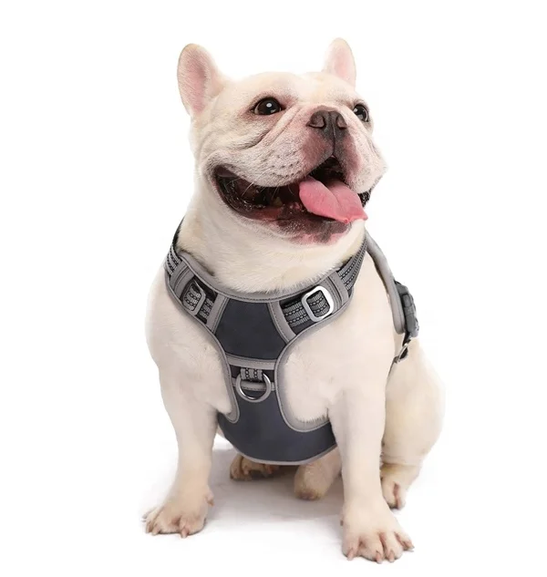 

Comfortable Dog Harness No Pull Reflective NO CHOKE Pet Leash Vest with Handle, White stripe / customized color