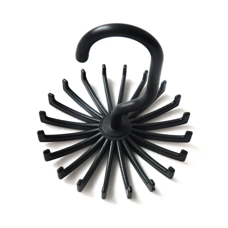 

Mini Plastic Tie Rack 20 Ties Belts Scarves Holds Hanger Rotating Hook White Tie Holder Storage Racks Laundry Organizer