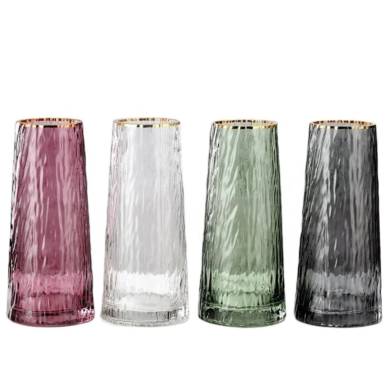 

8" to 11" Color Gold Rim New Cone Glass Vase Home Decor Vase Nordic
