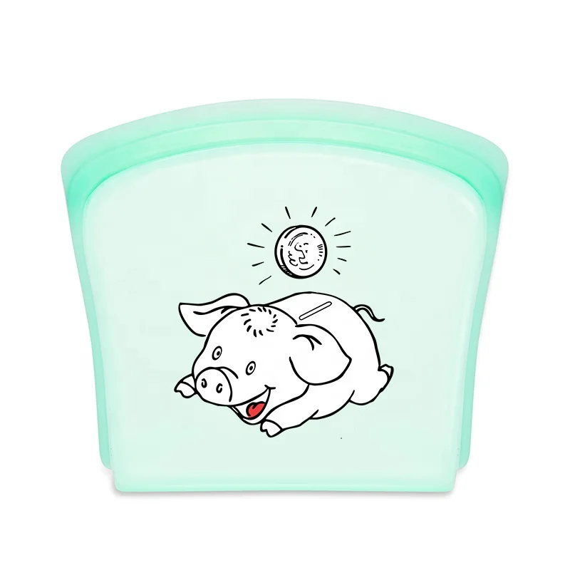 

Reusable High Quality Silicone Storage Bag 100% Platinum Silicone Bag, Light green, light blue, light gold, transparent or custom