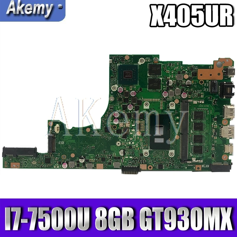 

Akemy X405UR For Asus X405U X405UN X405UR X405URR X405URP X405UQ X405UF Laotop Mainboard X405UR Motherboard I7-7500U 8GB GT930MX