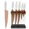 Rose Gold Coating Kitchen Knife Set with Plastic Coating White Handle Painting Knife