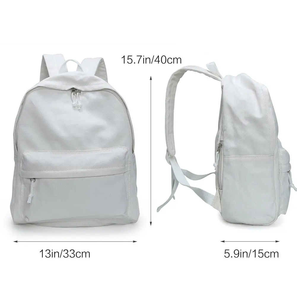 Unisex Personalized Diy Backpack Natural White Canvas Backpack Bag ...