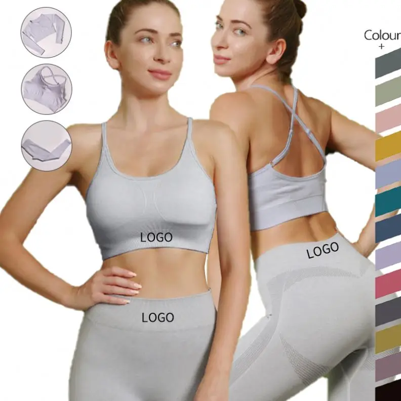 

Athletic Fitness Suit Fitness Women Yoga Trousers Set Gym 2-Piece Seamless Bra Leggings, Customized colors
