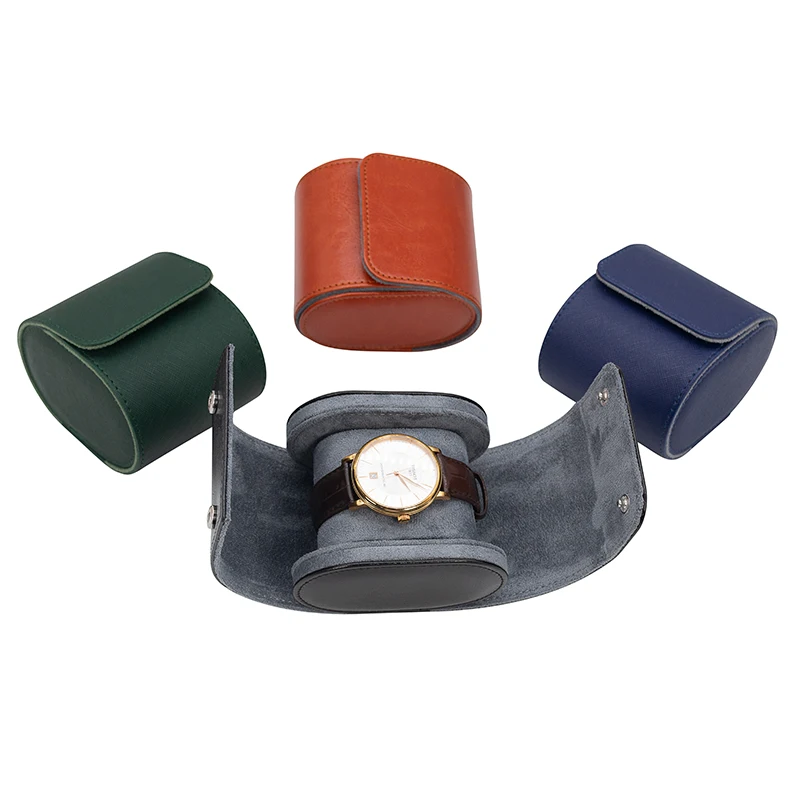 

Dropshipping Shopify Hot Sale Luxury Single Travel Watch case Leather watch roll, Blue/green/brown/black