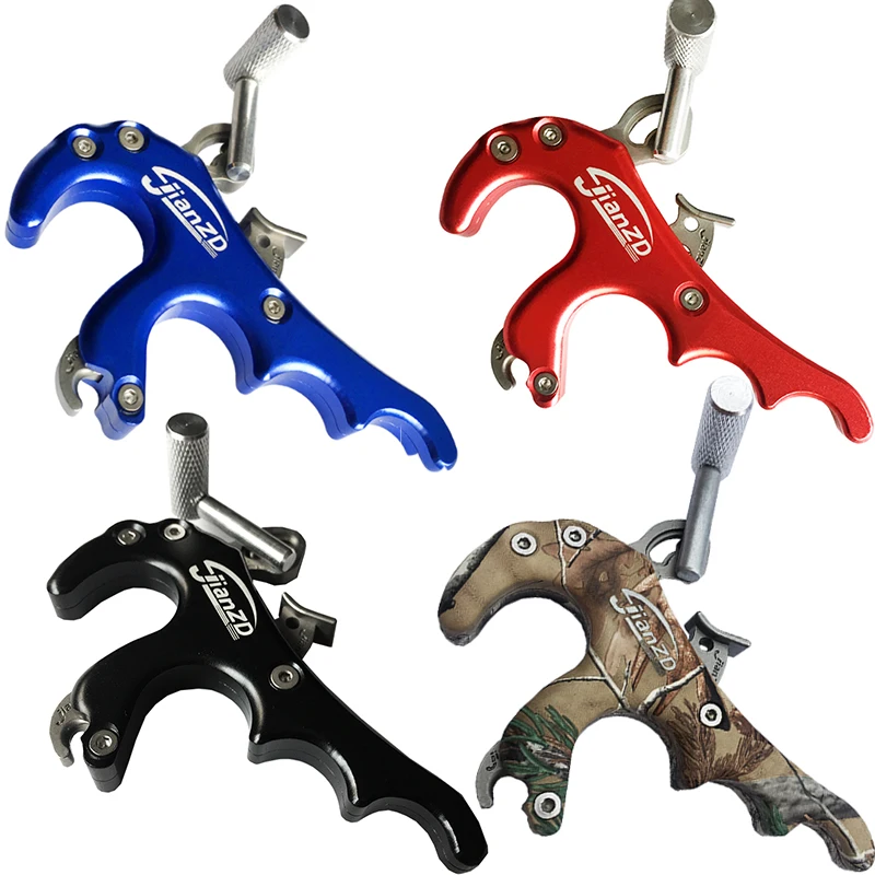

Archery Thumb Release 4 finger bow release Aid Strap adjustable Compound Hunting bow Caliper Release, Black red blue and camo color