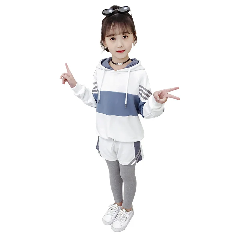 

new girls sports suit autumn 2020 children color matching hoodie leggings spring kids clothing sets for hot selling, As pic shows, we can according to your request also