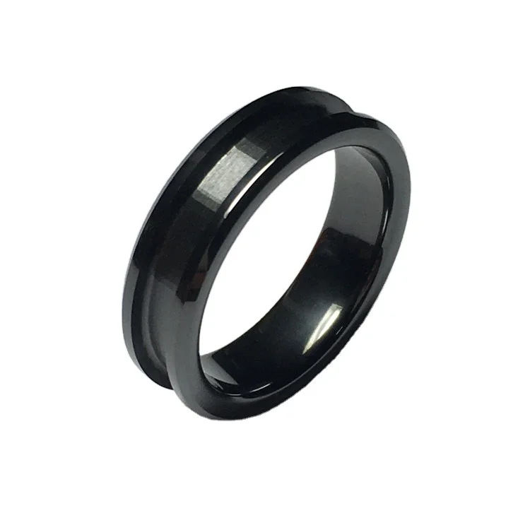 

Wholesale Fashion 6mm women ring channel black Ceramic Ring Blank for Inlay, Black/white