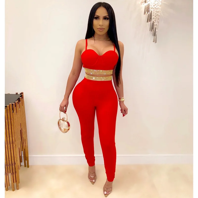 

Two piece set fashion ladies casual wear dress with tops and pants backless suit