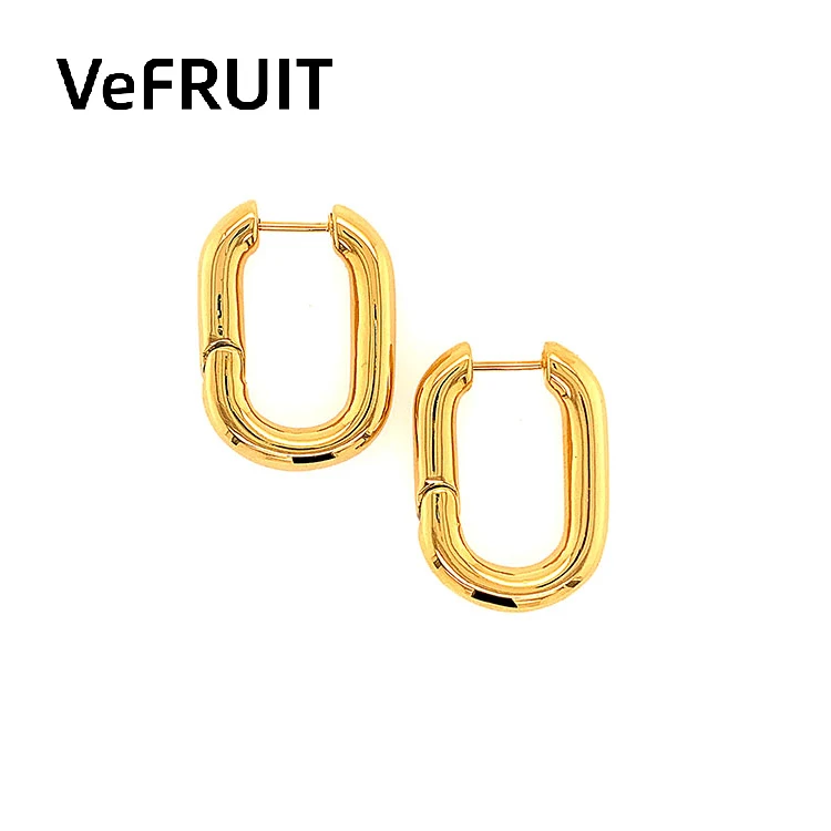 

VeFruit Hollywood Vintage Earrings 18k gold plated earrings minimalist jewelry accessories 2020 chic gold plated hoop earrings