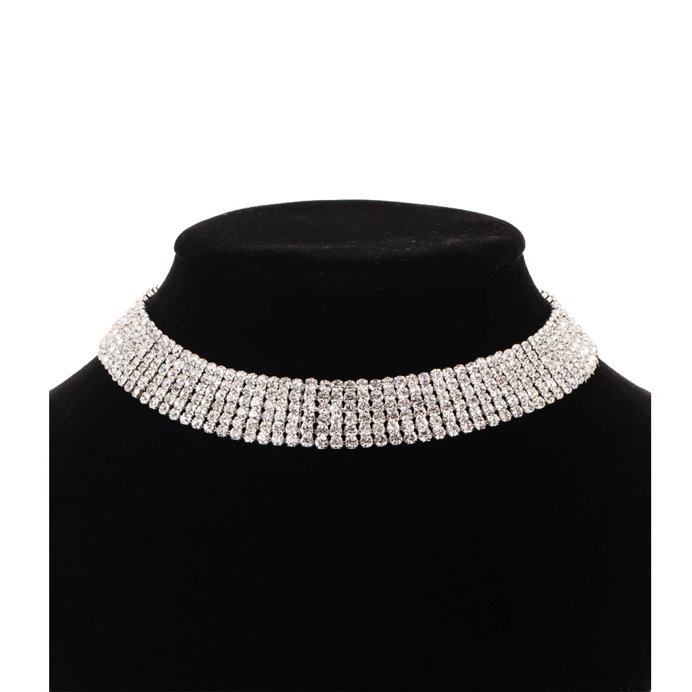 

Fashion Accessories Choker Collar Necklace For Women Crystal Statement Super Luxury Rhinestone Necklaces Wedding Gift OEM Custom