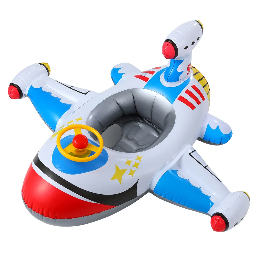 

Factory sale INS Hot Plane Toy PVC Swimming Pool Lake Safety bath inflatable baby swim ring, Blue