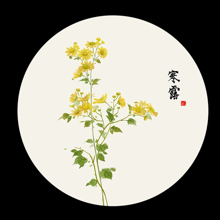 

Cold dew Chinese Traditional Painting 12 Solar Terms Guangdong Cup Mats Beer Custom Coasters For Drinks, Cmyk