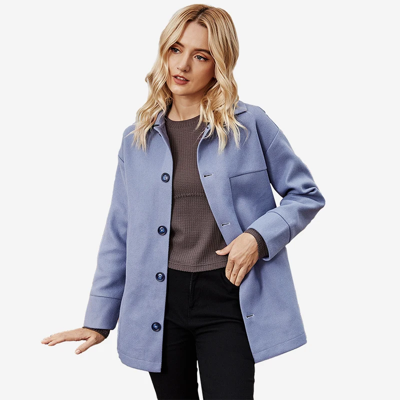 

Autumn Lapel Long Elegant single breasted medium length Casual women coat