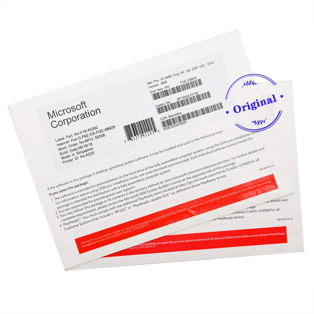 

Windows 10 pro OEM with DVD Computer Software made in USA windows 8.1 pro key