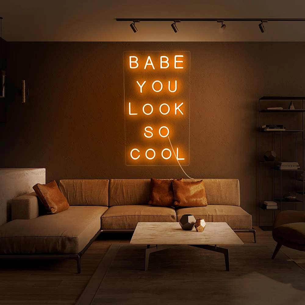 

Rebow Free WorldWide Shipping Dropshipping 40CM Width 9 Colors Babe You Look So Cool LED Custom Light Neon Sign
