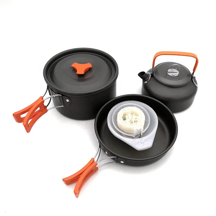 

Camping Cookware Set Mess Kit Pots Pan Camping Cooking Set Pots