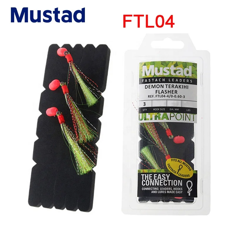 

Mustad FTL04 Origin Bait Fishing Hook Fastach Leaders Long Red Flashet Fishing lures, As picture