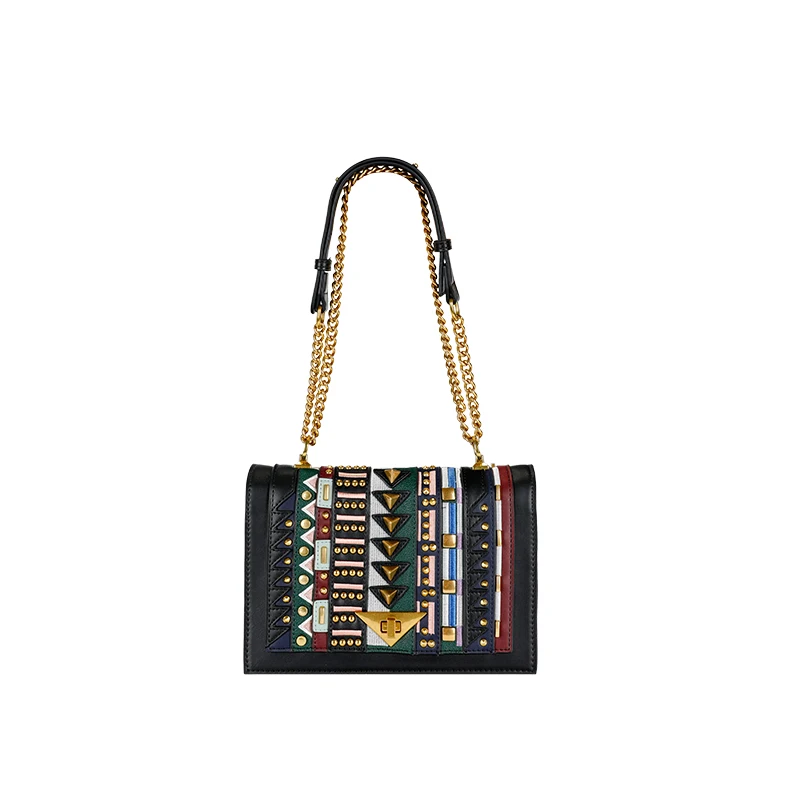 

2021 new unique fashion leather designer handbags for women luxury popular rivet colorful crossbody bag handbag