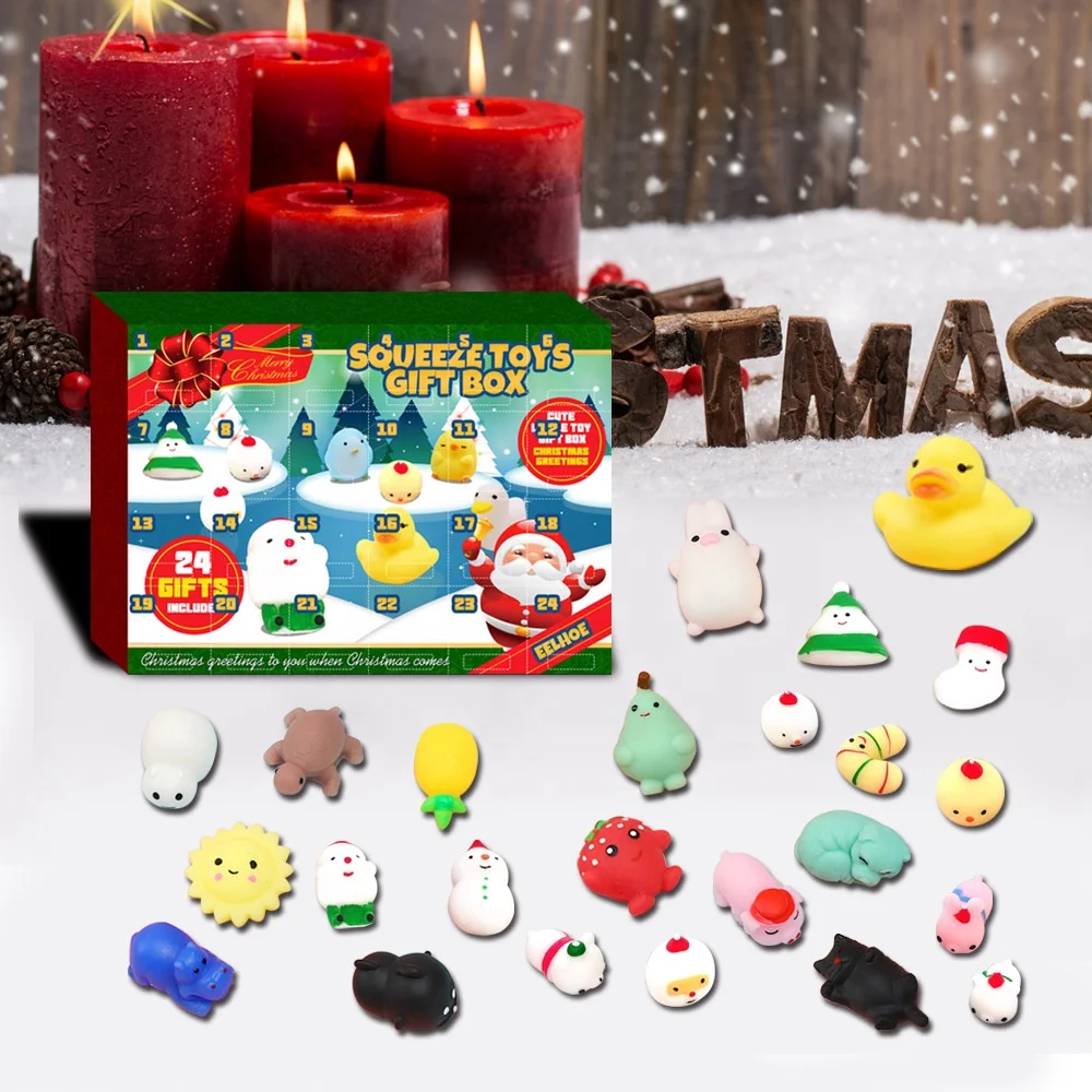 

FREE SHIPPING Hot Sell Christmas calendar 24 Pendent surprise blind box resin Squeeze toys gift box