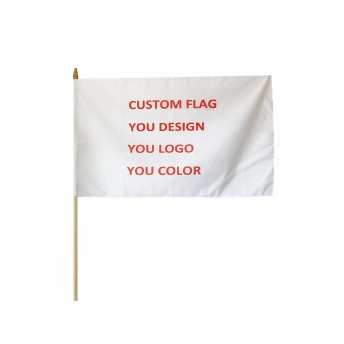 Wholesales Custom Logo Blank Hand Flag 100 Polyester Silk Print Your
