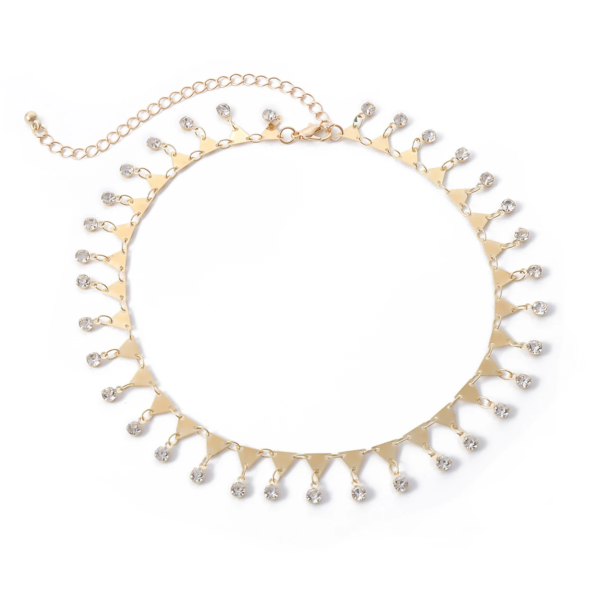 

New design fashionable simple vintage gold crystal collar necklace statement necklace