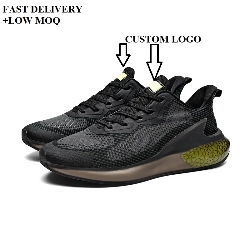 

2021 Hotselling Fashion Sneaker Air Cushion Running Walking No Brand Shoes CUSTOM LOGO Lightweight Breathable Casual Shoes Men, Black, can be customized